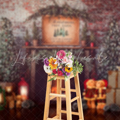 Lofaris Christmas Tree Vintage Brick Wall Fireplace Backdrop