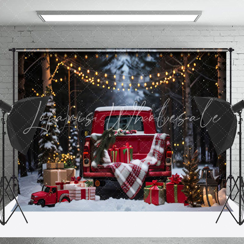 Lofaris Christmas Truck Wooden Door Holiday Cozy Backdrop