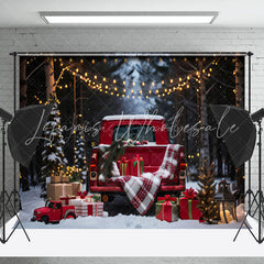 Lofaris Christmas Truck Wooden Door Holiday Cozy Backdrop