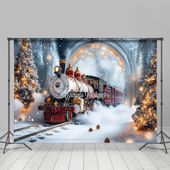 Lofaris Christmas Vibe Train Through Wonderland Backdrop