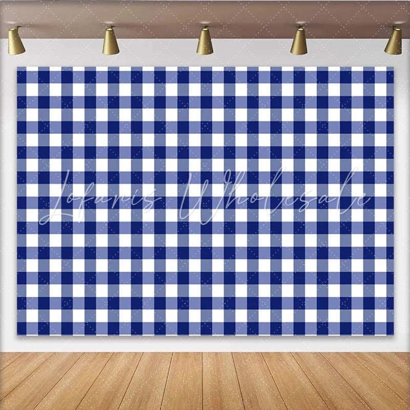 Lofaris Classic Blue and White Gingham Photography Backdrop Versatile Checkered Pattern Background for Studio Photoshoot and Party Decor