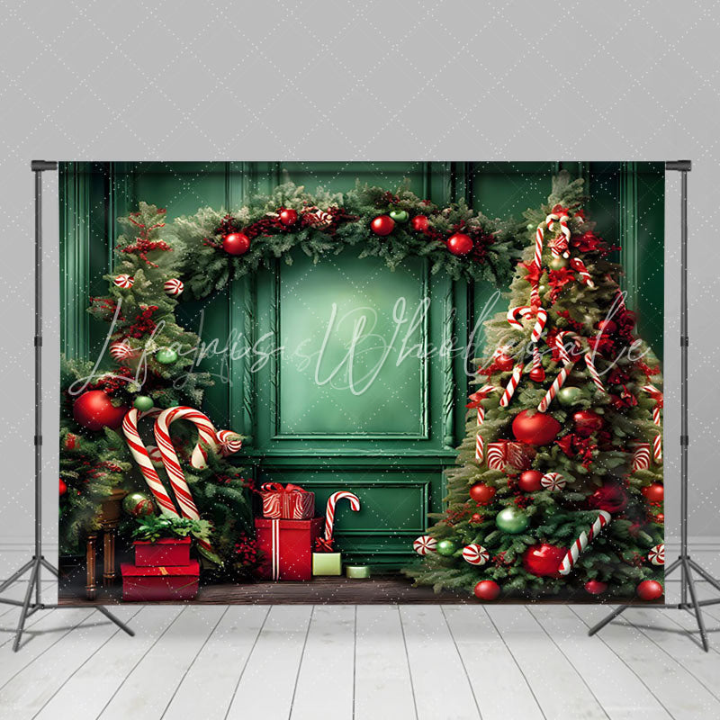 Lofaris Classical Green Wall Christmas Tree Holiday Backdrop