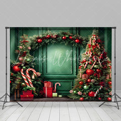 Lofaris Classical Green Wall Christmas Tree Holiday Backdrop
