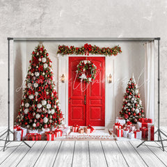 Lofaris Clean Festive White Room Christmas Tree Backdrop