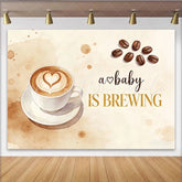 Lofaris Coffee Themed Brewing Baby Shower Backdrop with Heart Latte Art and Beans Rustic Watercolor for Pregnancy Announcement Party