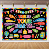 Lofaris Colorful Back to School Backdrop with Motivational Quotes Chalkboard Style Photography Background for Classroom or Studio