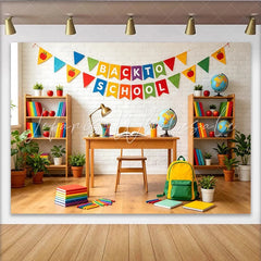Lofaris Colorful Back To School Backdrop with Pennant Banner and Classroom Decor Educational Photography Background for Students