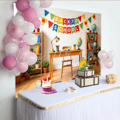 Lofaris Colorful Back To School Backdrop with Pennant Banner and Classroom Decor Educational Photography Background for Students