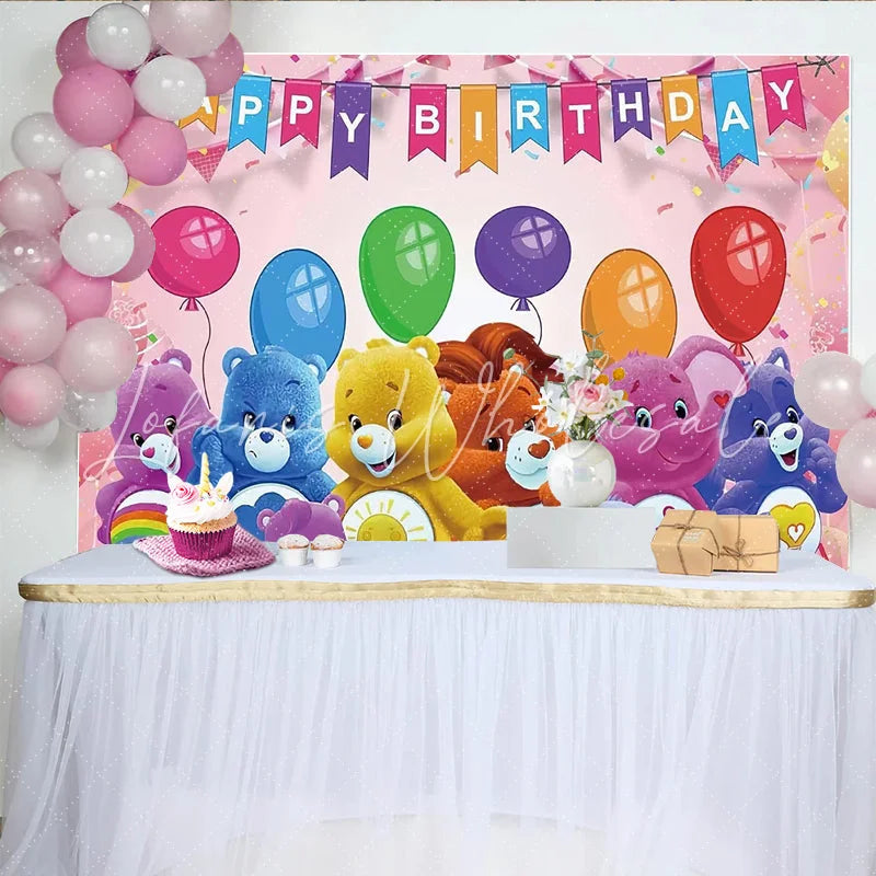 Lofaris Colorful Cartoon Animal Birthday Backdrop Festive Party Decoration for Kids Celebration