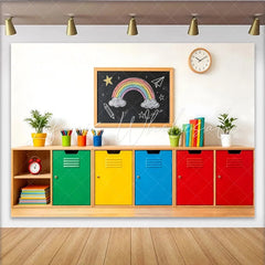 Lofaris Colorful Classroom Photography Backdrop with Rainbow Blackboard Vibrant School Studio Background for Kids Portraits