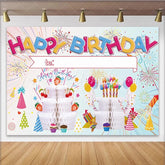 Lofaris Colorful Fireworks Festive Birthday Backdrop with Balloons Vibrant Celebration Party Decor for Kids Photoshoot
