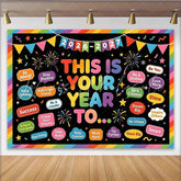 Lofaris Colorful Motivational New Year Backdrop Inspirational Quotes Party Background for 2026 Celebration