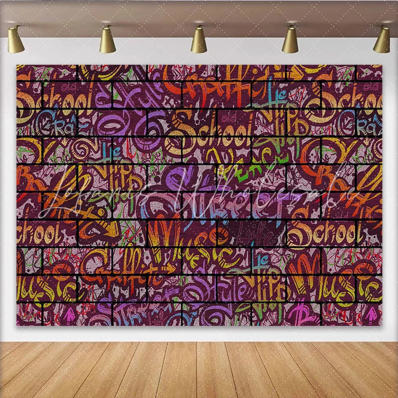 Lofaris Colorful Street Graffiti Brick Wall Backdrop Hip Hop Style Urban Abstract Photography Studio Background