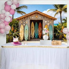 Lofaris Colorful Surfboards Beach Shack Photography Backdrop Tropical Summer Vacation Photo Background for Studio