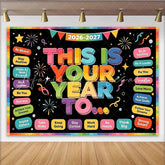 Lofaris Colorful This Is Your Year Motivational Backdrop with Fireworks and Stars Inspirational Photo Background for New Year Party