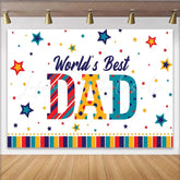 Lofaris Colorful World’s Best DAD Fathers Day Backdrop with Stars Festive Party Background for Celebration Photoshoot