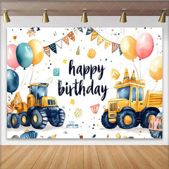 Lofaris Construction Truck Birthday Backdrop Dump Truck Cone Party Background Boy Bday Cake Table Banner