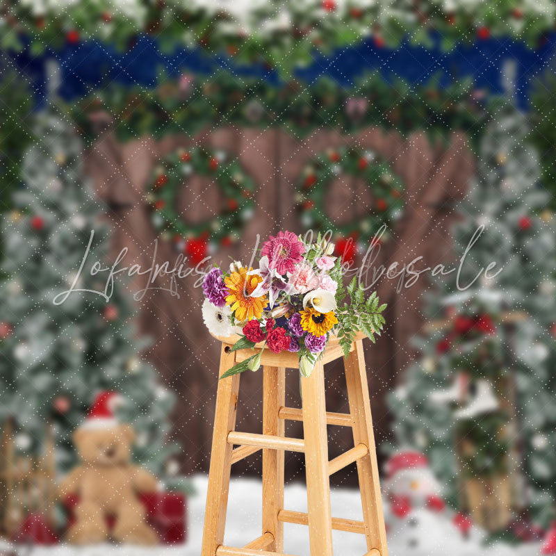 Lofaris Cowboy Combin Christmas Tree Holiday Night Backdrop