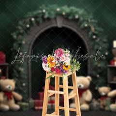Lofaris Cozy Christmas Scene Bear Mascots Gifts Backdrop