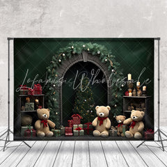 Lofaris Cozy Christmas Scene Bear Mascots Gifts Backdrop