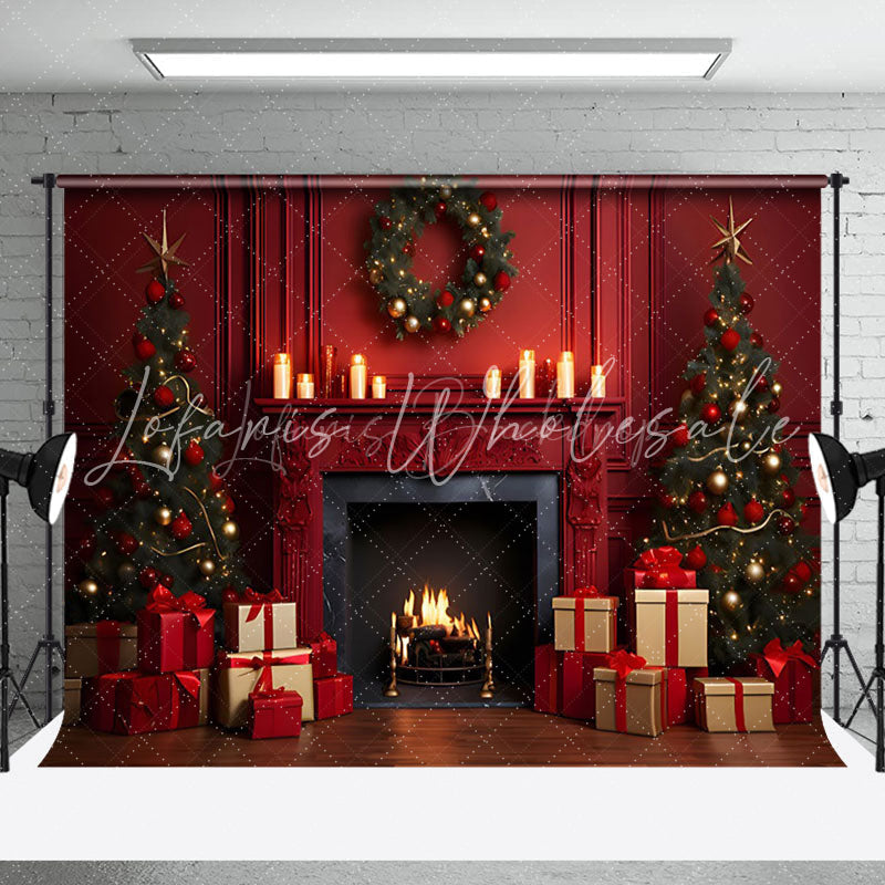 Lofaris Cozy Christmas Tree Candle Glit Holiday Backdrop