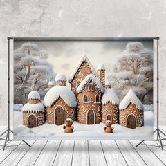 Lofaris Cute Brown House Snowy Forest Christmas Backdrop