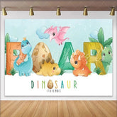 Lofaris Cute Cartoon Dinosaur ROAR Birthday Backdrop Pastel Prehistoric Friends Party Decor for Kids