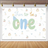 Lofaris Cute Fun to Be One 1st Birthday Backdrop with Cakes and Party Hats Pastel Photography Background for Baby Cake Smash
