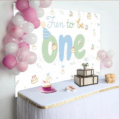 Lofaris Cute Fun to Be One 1st Birthday Backdrop with Cakes and Party Hats Pastel Photography Background for Baby Cake Smash
