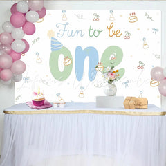 Lofaris Cute Fun to Be One 1st Birthday Backdrop with Cakes and Party Hats Pastel Photography Background for Baby Cake Smash