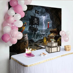 Lofaris Dark Cave Pirate Photography Backdrop with Treasure and Stormy Sea Adventure Theme Background for Party Decor