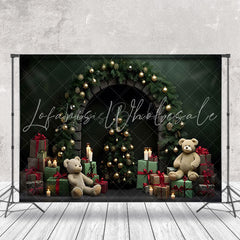 Lofaris Dark Green Glitter Light Cozy Elegant Xmas Backdrop