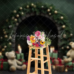 Lofaris Dark Green Glitter Light Cozy Elegant Xmas Backdrop