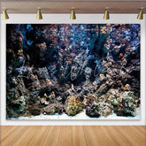 Lofaris Dark Textured Aquatic Rock Photography Backdrop with Sandy Bottom Deep Sea Ocean Theme Background for Studio Photoshoot
