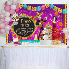 Lofaris Day of the Dead Ofrenda Backdrop Dia de los Muertos with Sugar Skulls Mexican Marigold and Altar Decorations