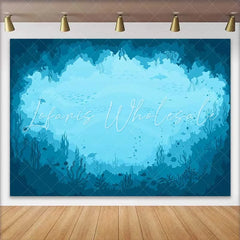 Lofaris Deep Blue Ocean Natural Scenery Backdrop with Coral Reefs and Marine Life Aquatic Photography Background