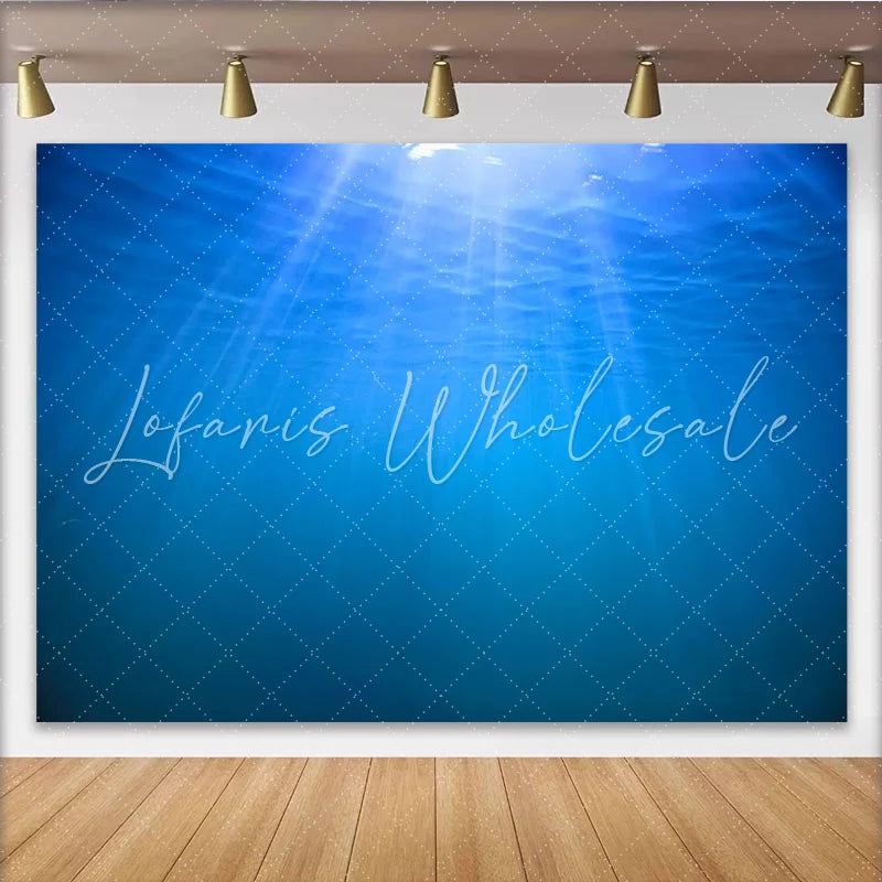 Lofaris Deep Blue Underwater Photography Backdrop with Sunlight Rays and Ripples Serene Ocean Background for Photo and Aquatic Party Decor