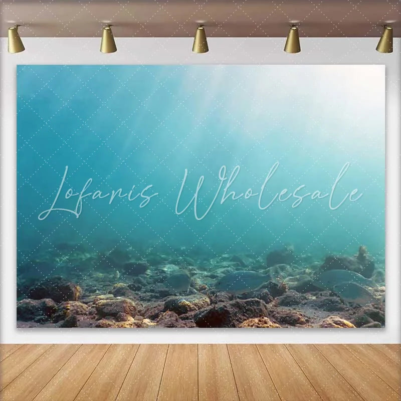 Lofaris Deep Sea Underwater World Photography Backdrop Tropical Fish and Sunbeams Ocean Floor Background