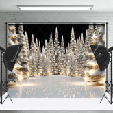 Lofaris Dense Snowy Xmas Trees Light Christmas Vibe Backdrop