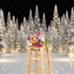 Lofaris Dense Snowy Xmas Trees Light Christmas Vibe Backdrop