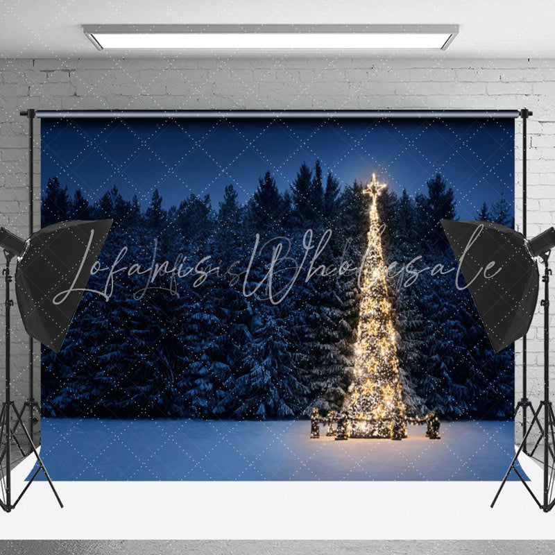 Lofaris Dim Light Christmas Trees Forest Winter Backdrop