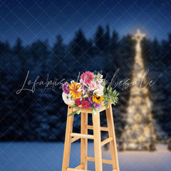 Lofaris Dim Light Christmas Trees Forest Winter Backdrop