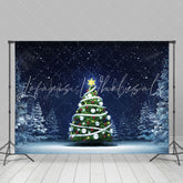 Lofaris Dim Light Snow Star White Christmas Tree Backdrop