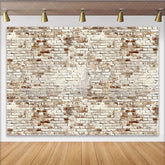 Lofaris Distressed White Brick Photography Backdrop with Rustic Texture Vintage Wall Background for Studio Photoshoot and Event Decor