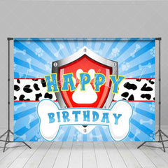 Lofaris Dog Patrol Shield Logo Happy Birthday Backdrop Dalmatian Spots Theme Cartoon Rescue Pups Party for Kids