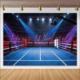 Lofaris Dramatic Boxing Ring Photography Backdrop with Arena Lights and Red Seats Professional Sports Event Background for Photoshoot