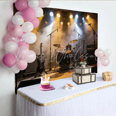 Lofaris Dramatic Music Stage Photography Backdrop with Guitars and Drums Concert Performance Background for Studio Photoshoot