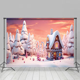 Lofaris Dreamy 3D Gingerbread House Pine Winter Backdrop