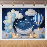 Lofaris Dreamy Night Sky Baby Photography Backdrop with Hot Air Balloon and Stars Celestial Studio Background for Newborn Photoshoot