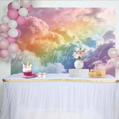 Lofaris Dreamy Rainbow Cloud Photography Backdrop Soft Pastel Sky Background for Studio Photoshoot and Party Decor